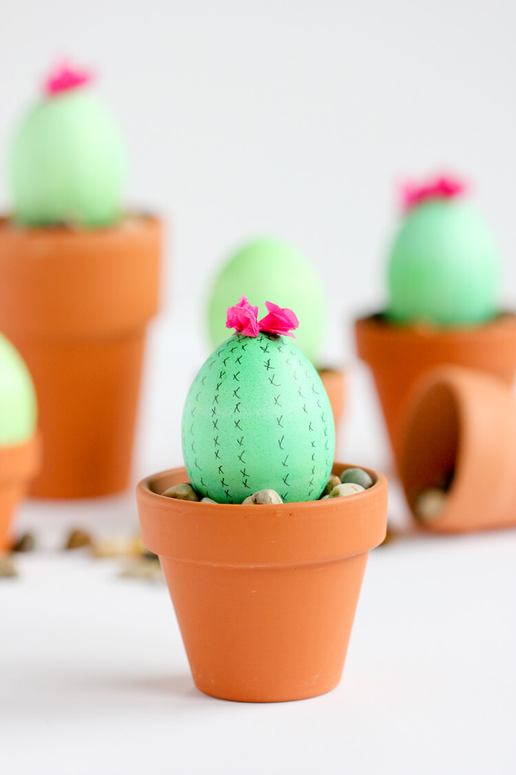 decorare con le uova di Pasqua cactus
